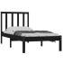 Estructura de cama madera maciza pino individual negro