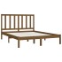 Estructura de cama madera maciza de pino marrón miel 120x200