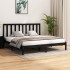 Estructura de cama madera maciza Super King negra 180x200