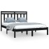 Estructura de cama doble madera maciza negra 135x190