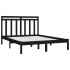 Estructura de cama doble madera maciza negra 135x190