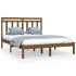 Estructura de cama madera maciza de pino marrón miel 120x200