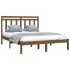 Estructura de cama madera maciza de pino marrón miel 120x200