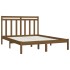 Estructura de cama madera maciza de pino marrón miel 120x200