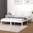 Estructura de cama de madera maciza blanca 135x190