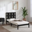 Estructura de cama madera maciza individual negra 75x190 cm