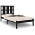 Estructura de cama madera maciza individual negra 75x190