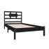 Estructura de cama individual madera maciza negra 90x190