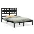 Estructura de cama de madera maciza negra 140x200