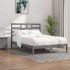 Estructura de cama madera maciza gris King Size 150x200