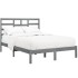 Estructura de cama madera maciza gris King Size 150x200