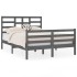 Estructura de cama madera maciza gris doble 135x190