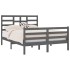 Estructura de cama madera maciza gris doble 135x190