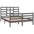 Estructura de cama madera maciza gris doble 135x190