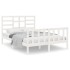 Estructura de cama doble pequeña madera maciza blanca