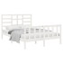 Estructura de cama doble pequeña madera maciza blanca