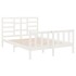 Estructura de cama doble pequeña madera maciza blanca