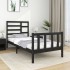 Estructura de cama individual madera maciza negra 90x190