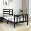 Estructura de cama individual madera maciza negra 90x190 cm