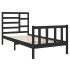 Estructura de cama individual madera maciza negra 90x190