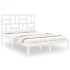 Estructura de cama de madera maciza blanca 135x190