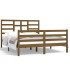 Estructura de cama madera maciza King marrón miel 150x200