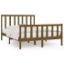 Estructura de cama madera maciza King marrón miel 150x200