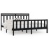 Estructura de cama madera maciza Super King negra 180x200