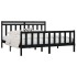 Estructura de cama madera maciza Super King negra 180x200