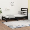 Sofá cama extraíble madera maciza de pino negro 2x(90x190) cm