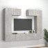 Set de muebles de TV 6 pzas madera contrachapada gris