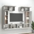 Set de muebles de TV 6 pzas madera contrachapada gris