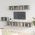 Set de muebles de TV 5 pzas madera contrachapada gris