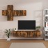 Set de muebles de TV 7 pzas madera contrachapada roble