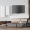 Set de muebles para TV 4 piezas madera contrachapada blanco