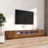 Set de muebles TV con LEDS 3 pzas contrachapada roble