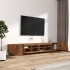 Set de muebles TV con LEDS 3 pzas contrachapada roble