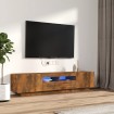 Set de muebles TV con LEDS 2 pzas contrachapada roble ahumado