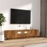 Set de muebles TV con LEDS 2 pzas contrachapada roble