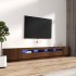 Set muebles TV con LED 3 pzas madera contrachapada roble