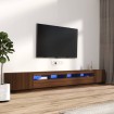 Set muebles TV con LED 3 pzas madera contrachapada roble marrón