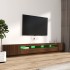 Set muebles TV con LED 3 pzas madera contrachapada roble