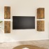 Mueble TV 4 uds madera contrachapada roble ahumado