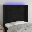 Cabecero con LED de terciopelo negro 93x16x118/128 cm