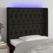 Cabecero con LED de tela negro 93x16x118/128 cm