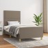 Estructura de cama con cabecero de tela gris taupe 90x200