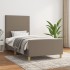 Estructura de cama con cabecero de tela gris taupe 90x200