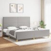 Estructura de cama con cabecero de tela gris claro 200x200 cm