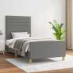 Estructura de cama con cabecero de tela gris oscuro 90x200 cm