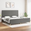 Estructura de cama con cabecero tela gris oscuro 200x200 cm